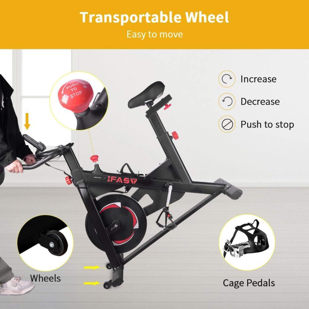 Heavy-Duty Indoor Smart Stationary Fitness Cardio Training Spin Bike For Home Gyms (SAK65195) - Sasksby Wholesale - Transportable View