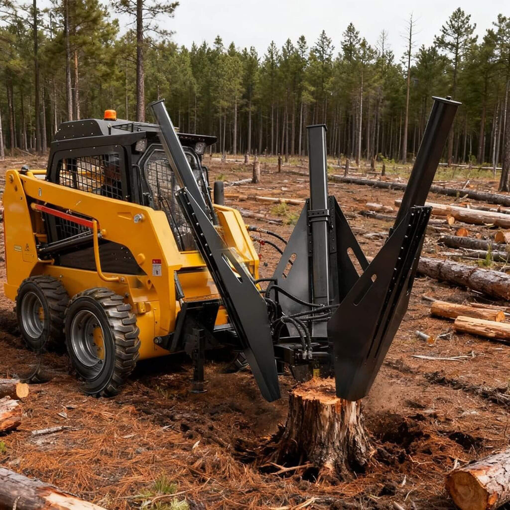 Heavy-Duty Industrial 3-Blade Tree Spade Transplanter Skid Steer Attachment (SAK50296)  - Saksby Wholesale - Pull-Out Cut Tree