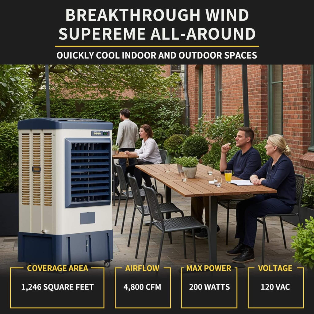Heavy-Duty Industrial Outdoor Swamp Cooling Fan With Continuous Auto Fill (SAK94618) - Saksby Wholesale - 200 Watts In Lifestyle Image