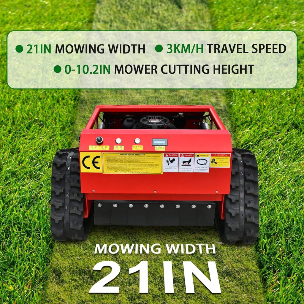 Heavy-Duty Industrial Remote-Controlled Lawn Mower With Adjustable Cutting Height (SAK71239) - Saksby Wholesale - Mowing Width In Lifestyle Image