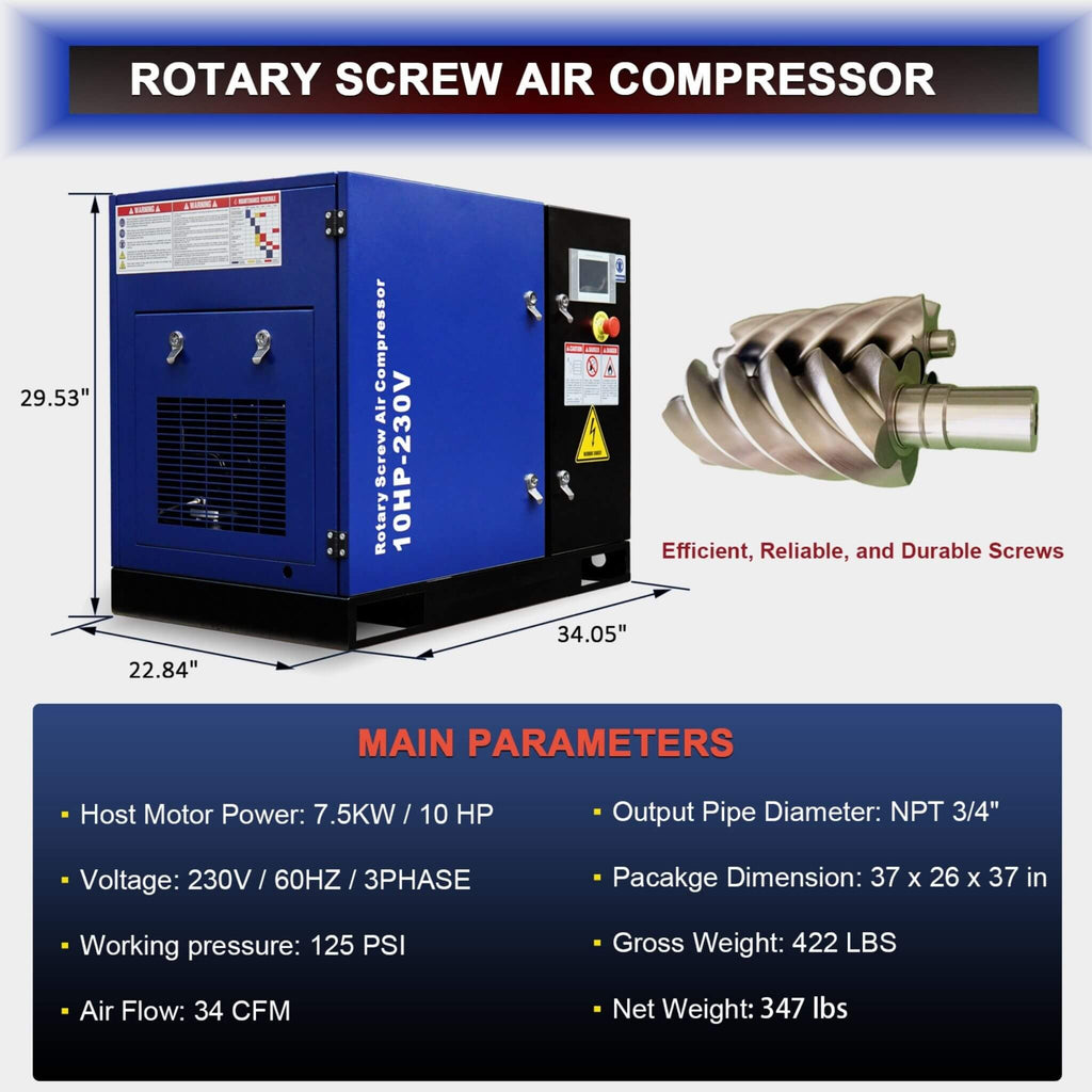 Heavy-Duty Industrial Rotary Screw Air Compressor (SAK04891) - Saksby Wholesale - Specifications