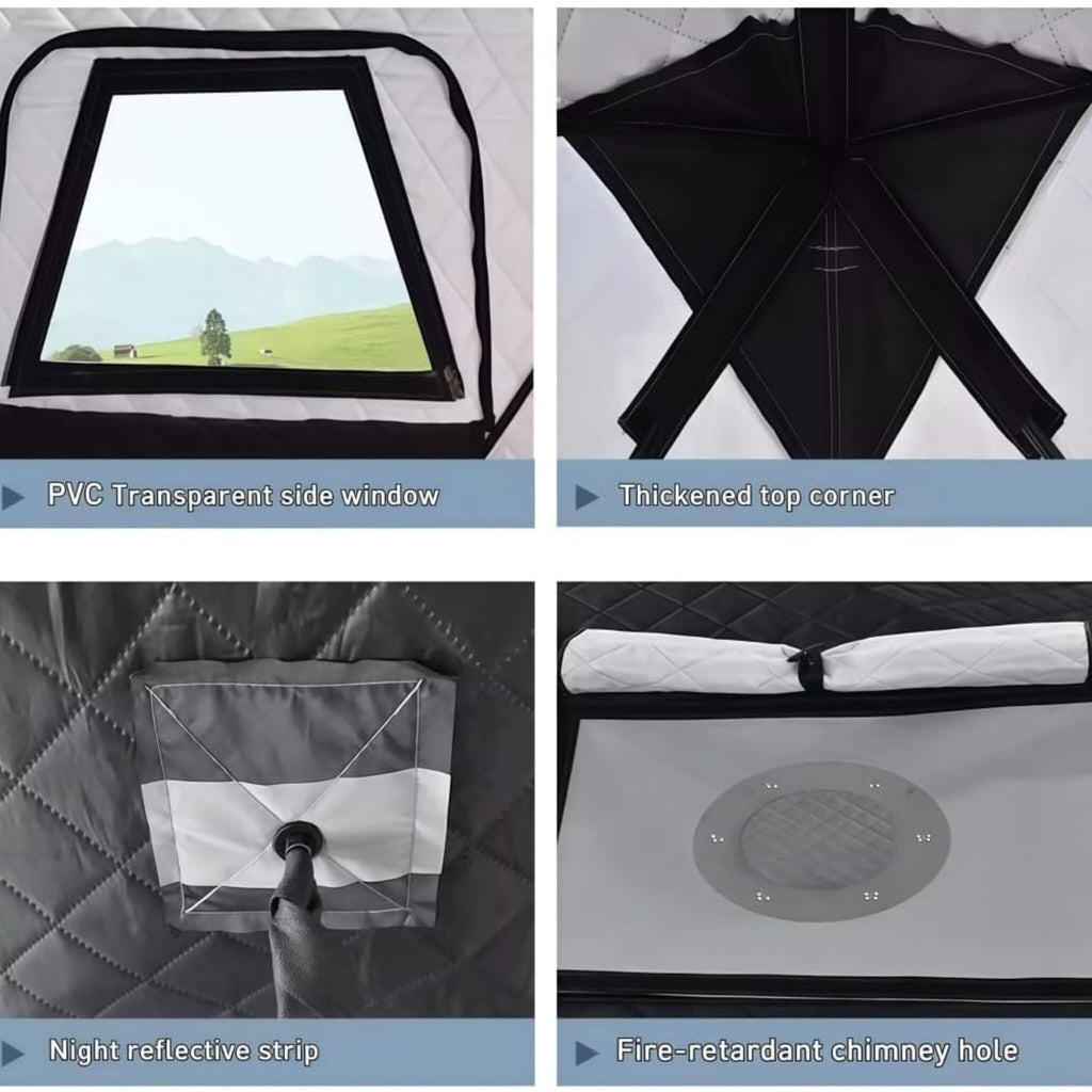 Heavy-Duty Large 11FT Insulated Pop Up Ice Fishing Camping Tent [8-12 Person] (SAK52084) - Saksby Wholesale - Features