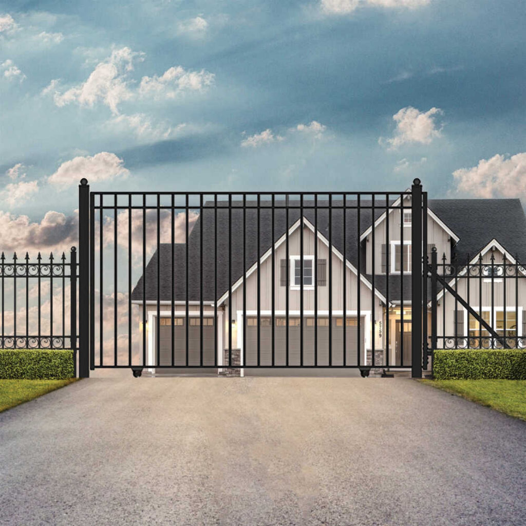 [12-30FT] Aleko Madrid Style Premium Steel Sliding Driveway Gate [DGMADSSL-AP] (SAK23857) - Sasksby Wholesale - Lifestyle View
