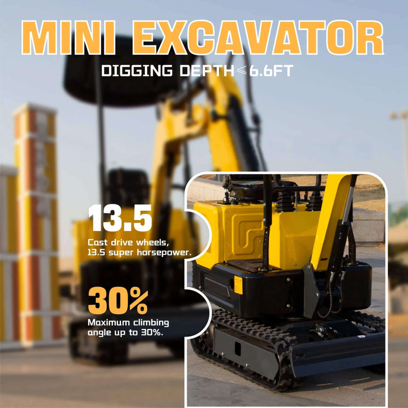 Heavy Duty Mini 13.5HP 1.0T Excavator Crawler Digger With Bucket (SAK31702) SAKSBY - Digging Depth View