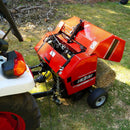 Heavy-Duty Mini Round Hay Tractor Baler With Twine Wrap (SAK36194) - Saksby Wholesale - Front Left View On Tractor