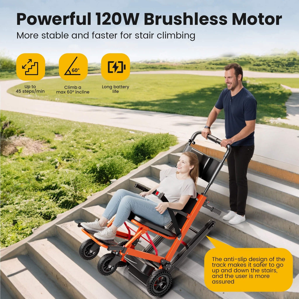 Motivo Heavy-Duty Motorized Stair Climbing Wheelchair, 440LBS [FDA-Approved] (SAK47103)