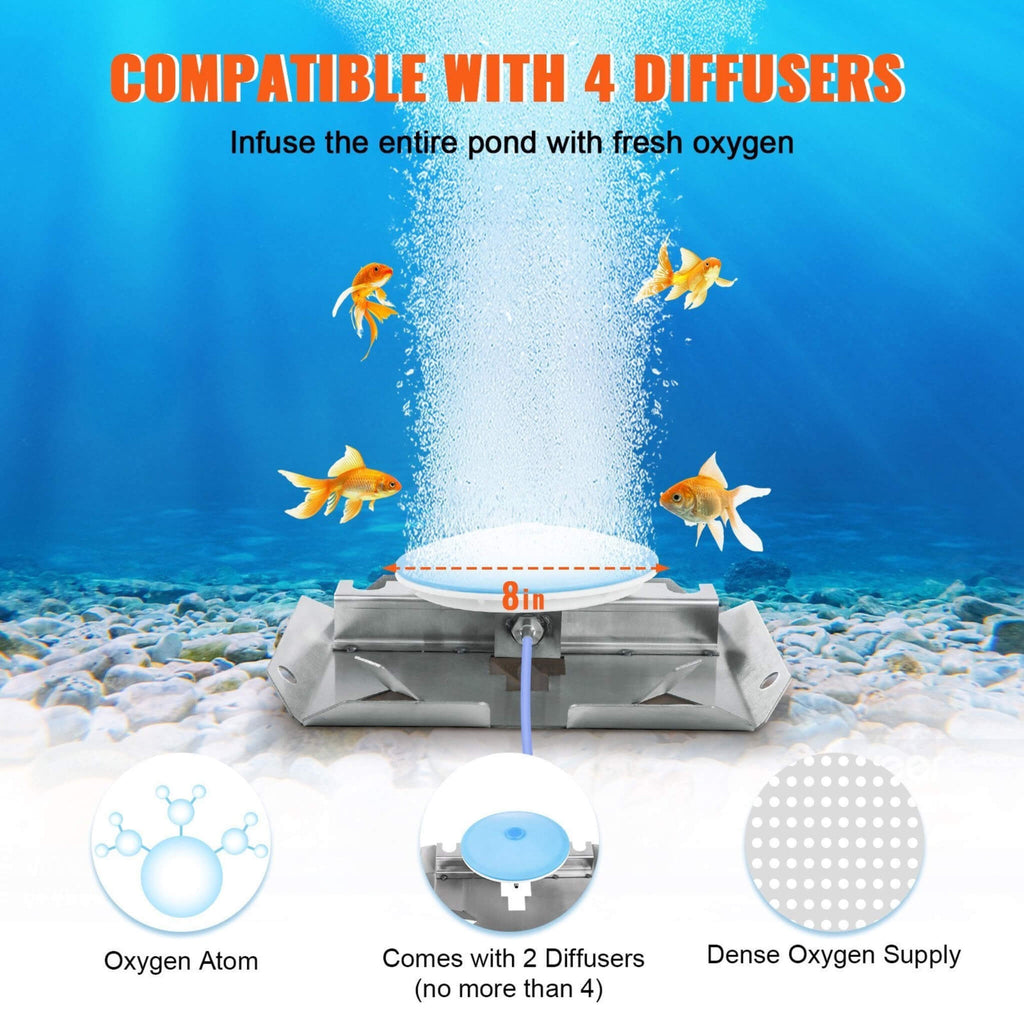 Heavy-Duty Pond Aerator Kit With Compressor, Diffusers And Weighted Tubing (SAK08795) - Saksby Wholesale - Diffuser Compatible