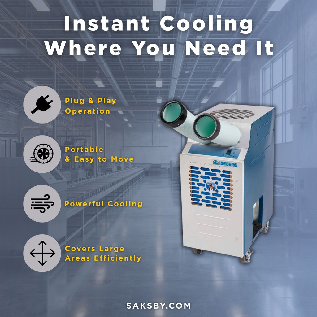 Heavy-Duty Portable Commercial 1-Ton Air-Cooled Spot Cooler (SAK90671) - Saksby Wholesale - Features View