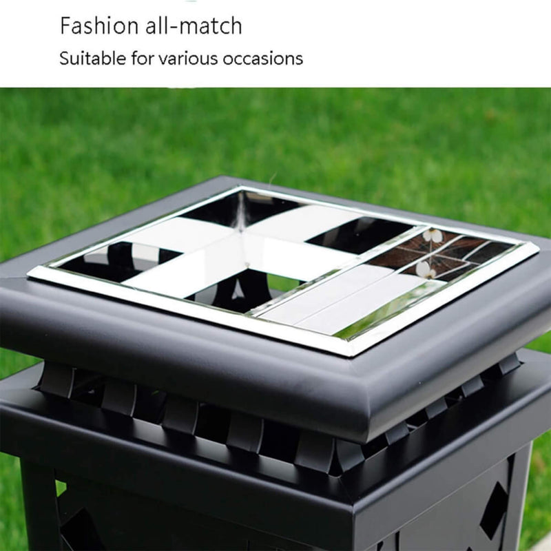 Heavy Duty Premium Commercial Black Outdoor Iron Garbage Trash Bin With Circular Arc Edging (SAK69175) SAKSBY - Steel Nozzle View