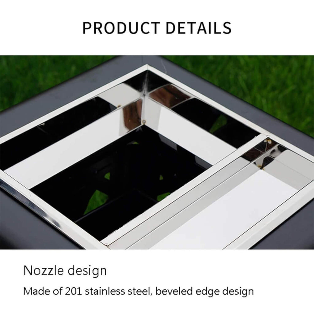 Heavy Duty Premium Commercial Black Outdoor Iron Garbage Trash Bin With Circular Arc Edging (SAK69175) SAKSBY - Top Nozzle Design View