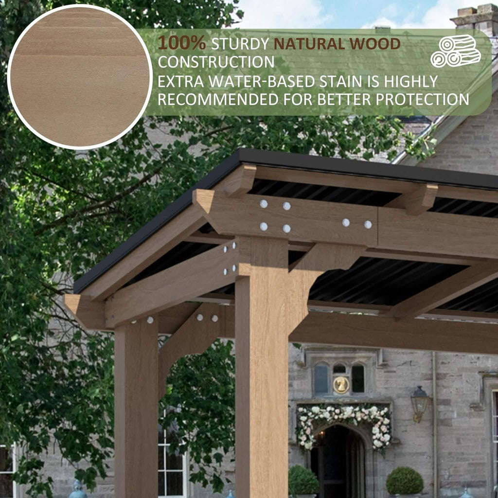 Heavy-Duty Premium Wooden Grill Gazebo With Sloped Metal Roof (SAK61583) - Saksby Wholesale - 100% Sturdy Natural Wood