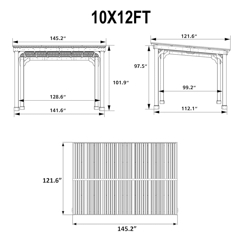 Heavy-Duty Premium Wooden Grill Gazebo With Sloped Metal Roof (SAK61583) - Saksby Wholesale - 10X12FT Dimensions