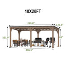 Heavy-Duty Premium Wooden Grill Gazebo With Sloped Metal Roof (SAK61583) - Saksby Wholesale - 10X20FT Dimensions