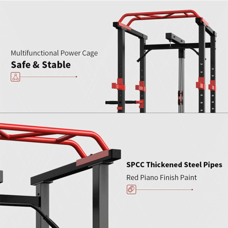 Heavy Duty Professional Multi-Function Adjustable Power Cage Rack, 1000LBS (SAK98149) - Saksby Wholesale - Features View