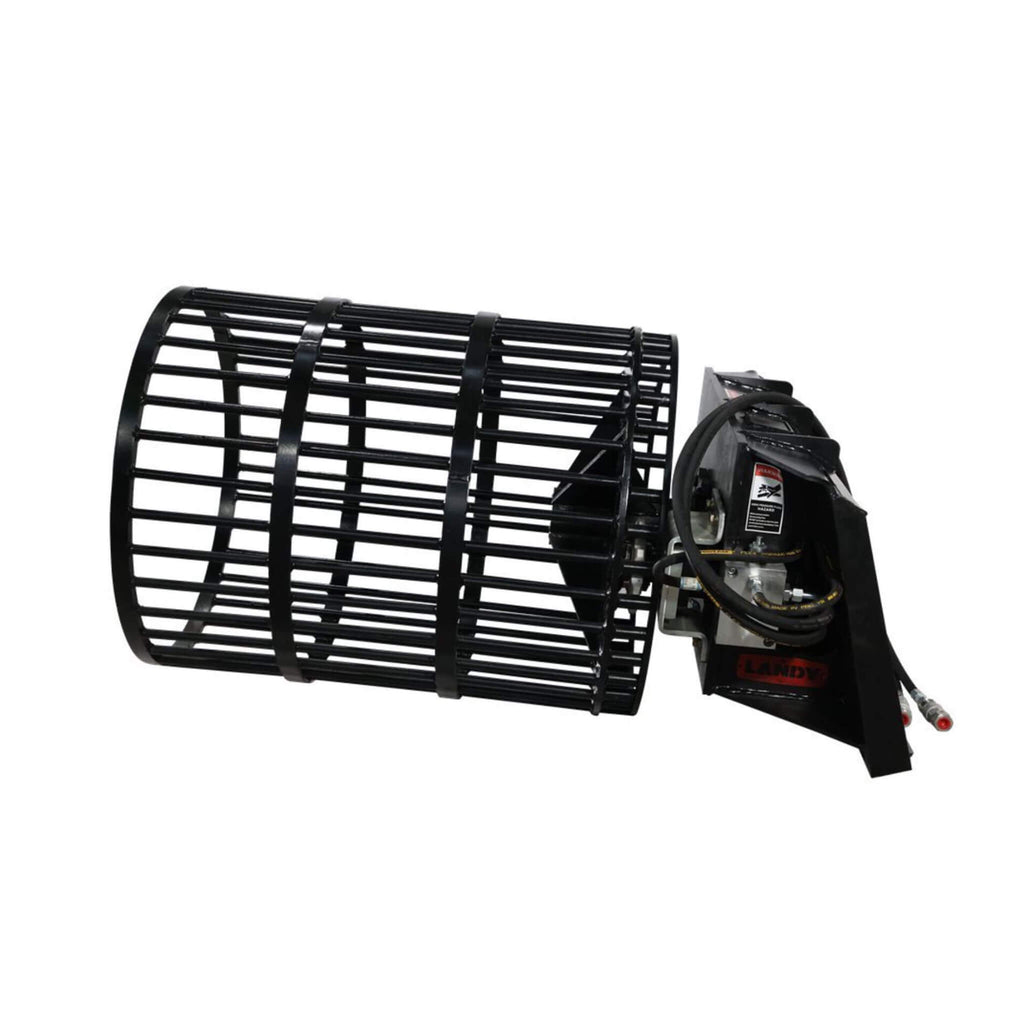 Heavy-Duty Rotary Rock Picker Skid Steer Attachment With 30-Inch Drum (SAK72651) - Saksby Wholesale - Side View