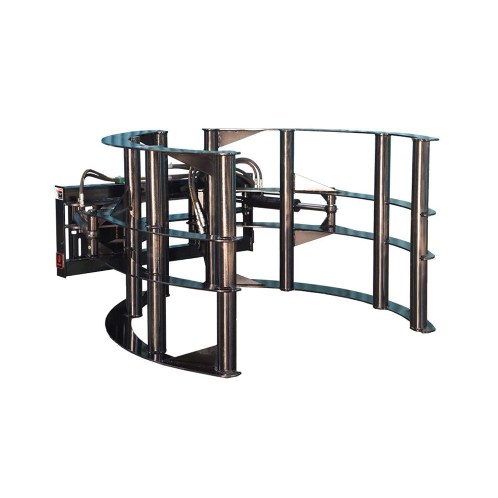 Heavy-Duty Round Hay Bale Grab Skid Steer Attachment (SAK45980) - Saksby Wholesale - Front Side View