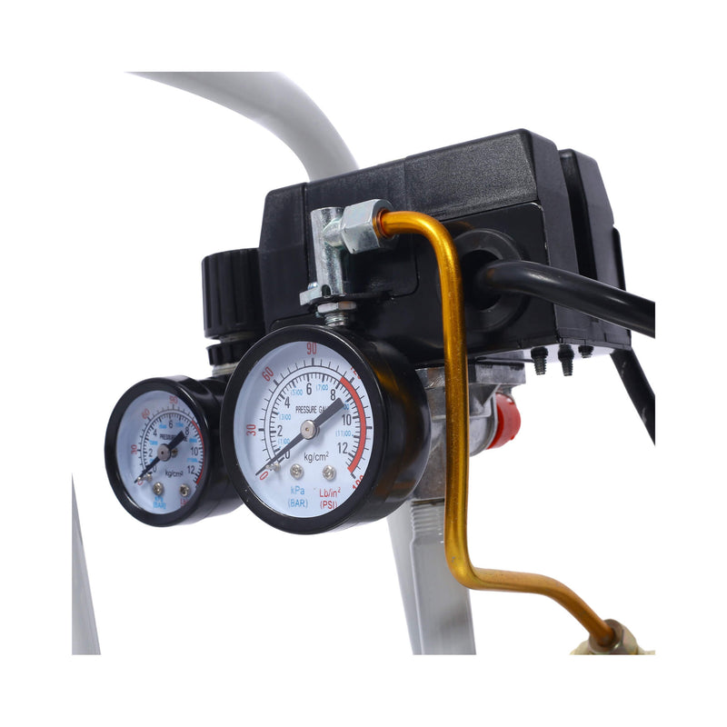 Pressure Gauge With Hoses On A White Background