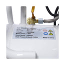 White Air Compressor With Label Detailing Specifications On A White Background