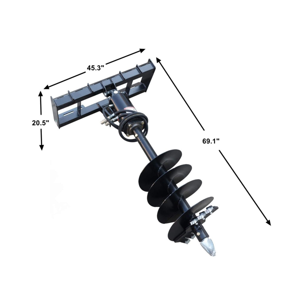 Heavy-Duty Skid Steer Auger Drive Attachment With 12-Inch Post Hole Bit (SAK25169) - Saksby Wholesale - Dimensions
