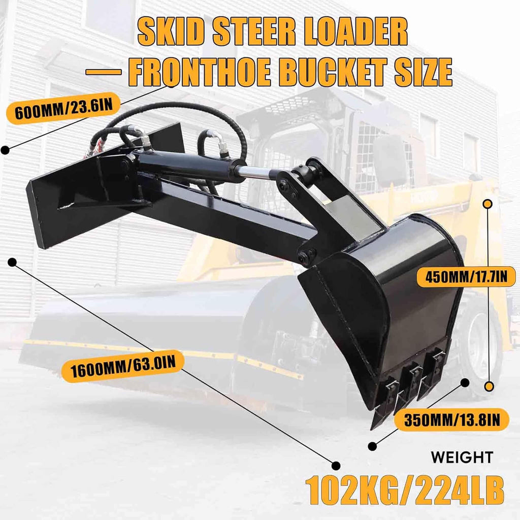 Heavy-Duty Skid Steer Fronthoe Attachment With 12-Inch Bucket (SAK95724)