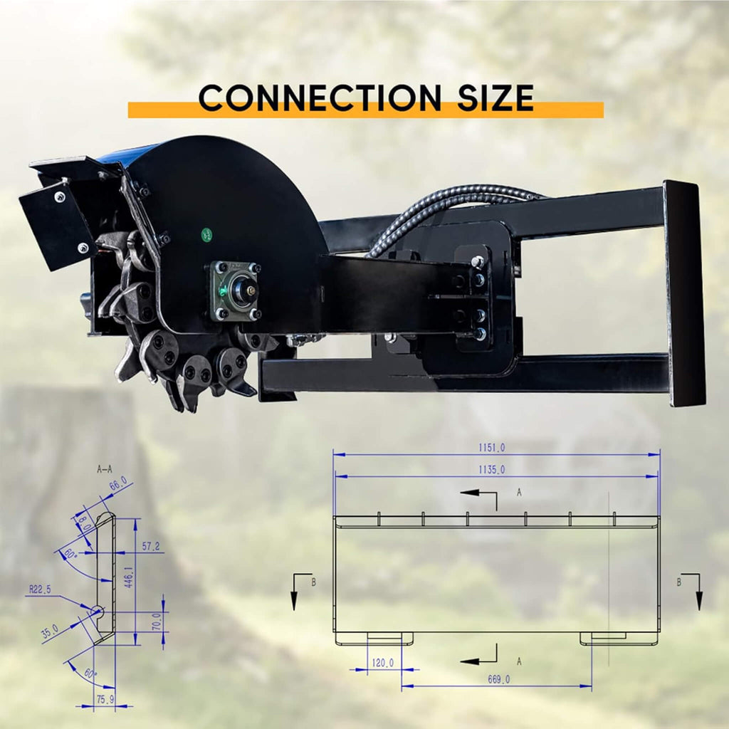 Heavy-Duty Skid Steer Stump Grinder Attachment With High-Speed Cutting Wheel (SAK52096)