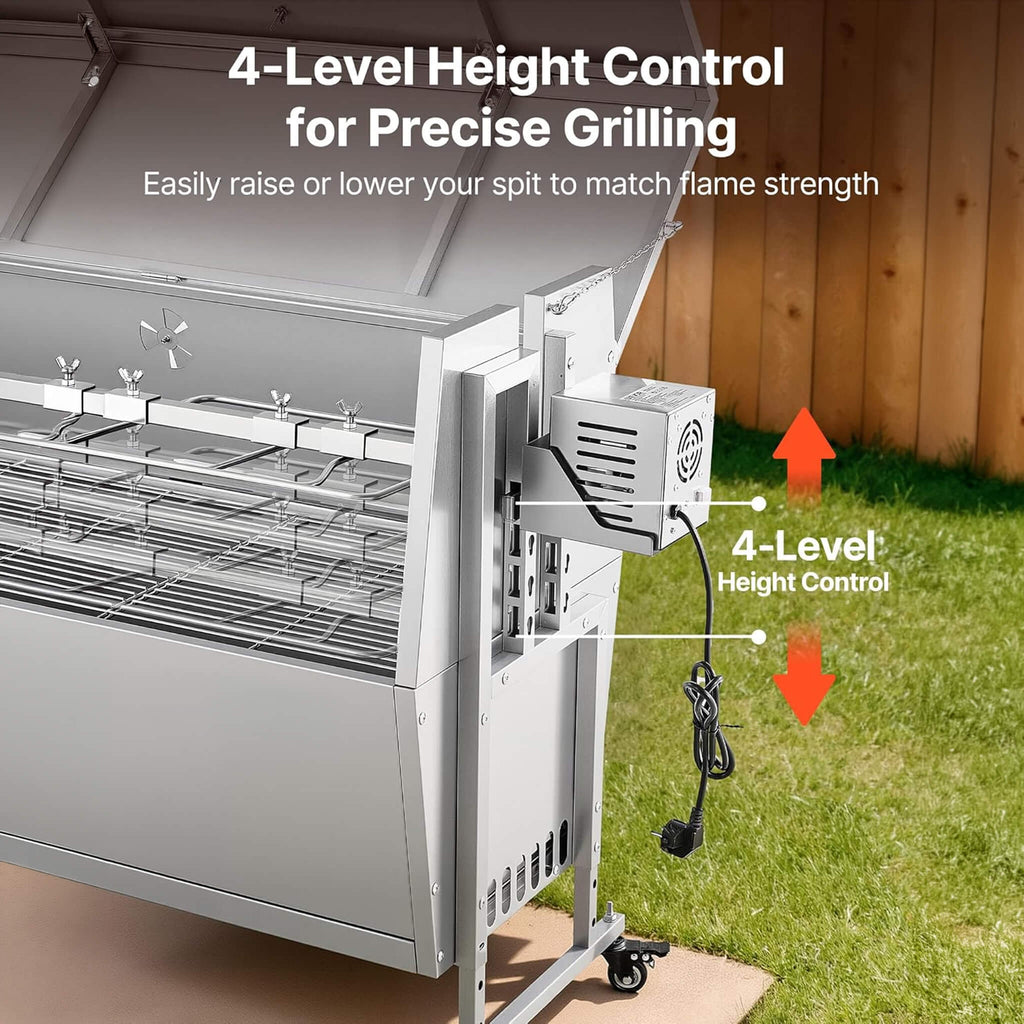 Heavy-Duty Spit Roaster Rotisserie BBQ Grill For Pig, Lamb And Chicken (SAK59286) - Saksby Wholesale - 4 Levels Adjustable Height