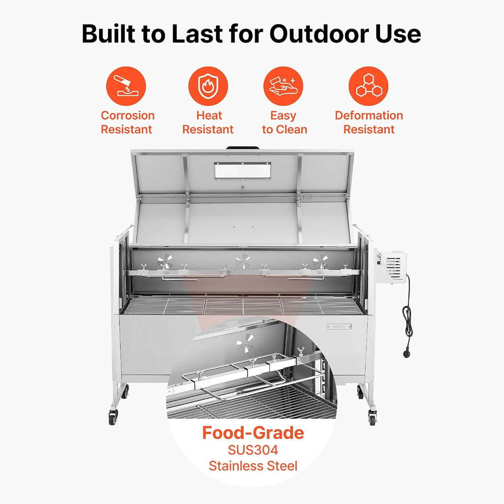 Heavy-Duty Spit Roaster Rotisserie BBQ Grill For Pig, Lamb And Chicken (SAK59286) - Saksby Wholesale - Durability