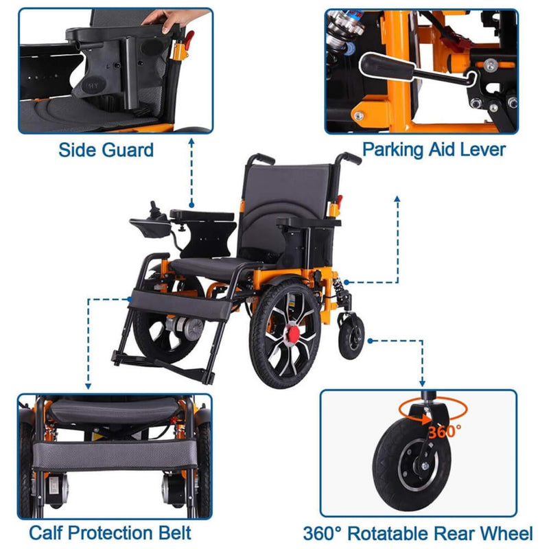 Heavy Duty Ultralight All-Terrain Electric Airplace-Approved Foldable Wheelchair, 300LBS (SAK63147) SAKSBY - Features View