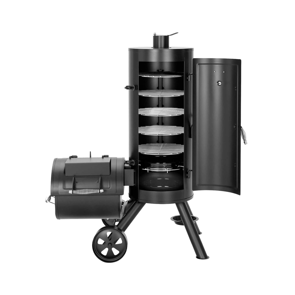 Heavy-Duty Vertical Extra-Large Charcoal Offset BBQ Smoker Grill Combo (SAK80247) - Saksby Wholesale - Front View