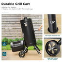 Heavy-Duty Vertical Extra-Large Charcoal Offset BBQ Smoker Grill Combo (SAK80247) - Saksby Wholesale - Grill Cart Feature