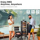 Heavy-Duty Vertical Extra-Large Charcoal Offset BBQ Smoker Grill Combo (SAK80247) - Saksby Wholesale - Lifestyle Image In Backyard