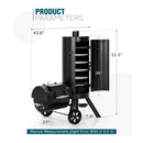 Heavy-Duty Vertical Extra-Large Charcoal Offset BBQ Smoker Grill Combo (SAK80247) - Saksby Wholesale - Product Parameters