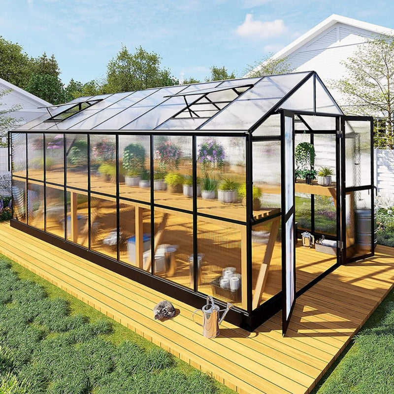[08x16FT] Heavy Duty Outdoor Walk-In Polycarbonate Patio Greenhouse With Double Swing Doors, 6MM (SAK26153) - Saksby Wholesale - Outdoor Right View