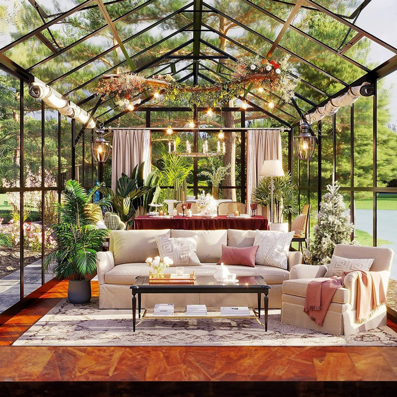 [08x16FT] Heavy Duty Outdoor Walk-In Polycarbonate Patio Greenhouse With Double Swing Doors, 6MM (SAK26153) - Saksby Wholesale - Inside Lifestyle View