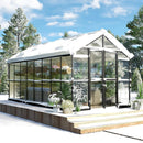 [08x16FT] Heavy Duty Outdoor Walk-In Polycarbonate Patio Greenhouse With Double Swing Doors, 6MM (SAK26153) - Saksby Wholesale - Snow Outdoor View