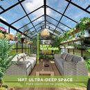 [08x16FT] Heavy Duty Outdoor Walk-In Polycarbonate Patio Greenhouse With Double Swing Doors, 6MM (SAK26153) - Saksby Wholesale - Space Features View