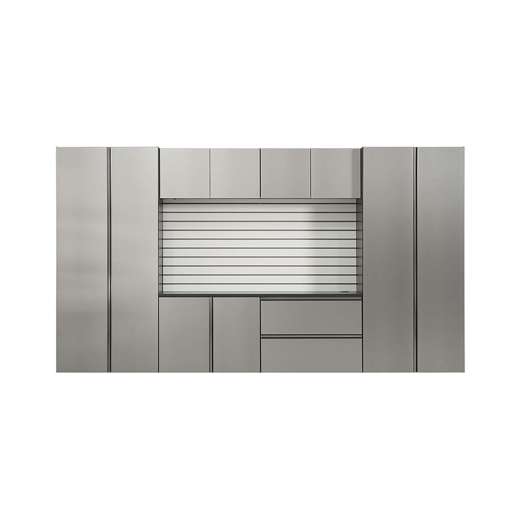 Heavy-Duty Wall-Mounted Metallic Gray Garage Cabinet Set With Soft Closing Doors And Drawers (SAK24368) - Saksby Wholesale - Front View