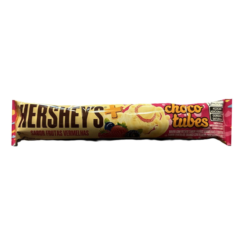 Hershey Choco Tubes Sabor Frutas Vermelhas – Red Fruit Flavored White Chocolate Tubes 25g (Brazil) Best by 31-October-2025
