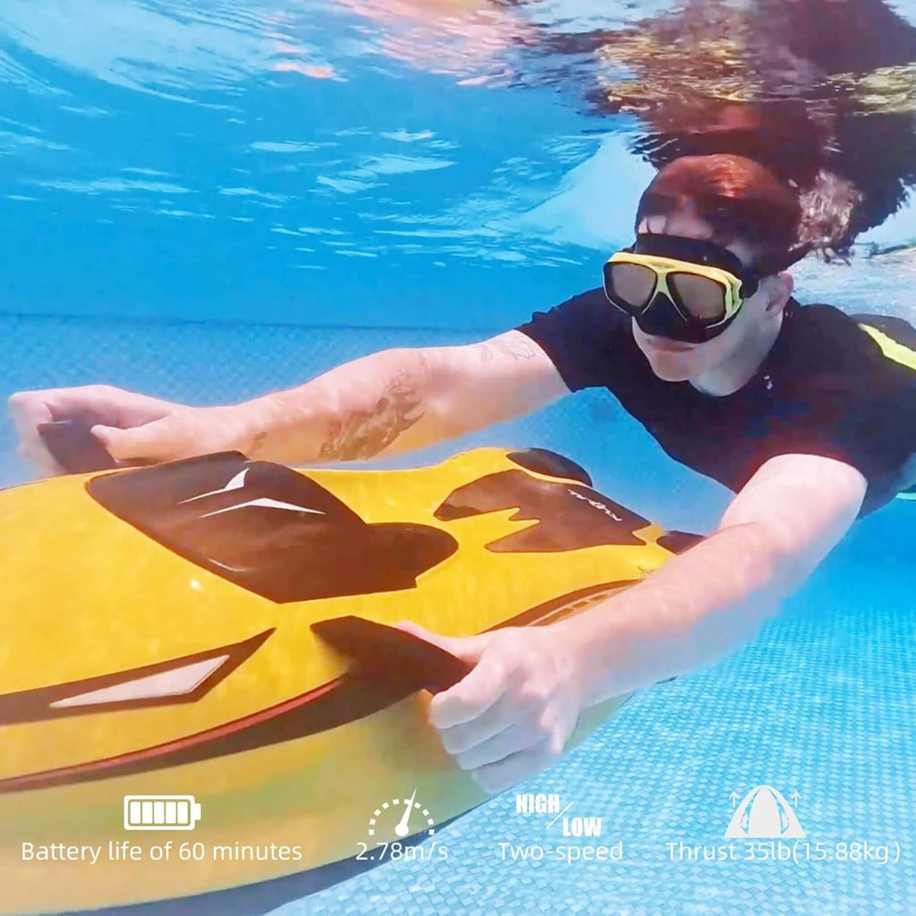 High Performance Electric 800W Dual Motor Underwater Diving Scooter (SAK39286) - Saksby Wholesale - Lifestyle Image Underwater With Features