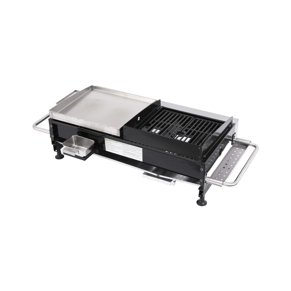 High Temperature 40K BTU 2-Burner Stainless Steel Plancha Combo Gas Grill (SAK71285) - Saksby Wholesale - Back View
