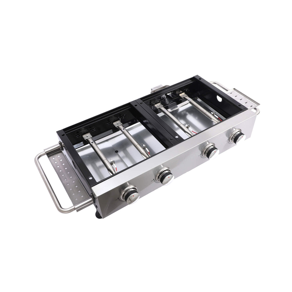 High Temperature 40K BTU 2-Burner Stainless Steel Plancha Combo Gas Grill (SAK71285) - Saksby Wholesale - Burner Right View