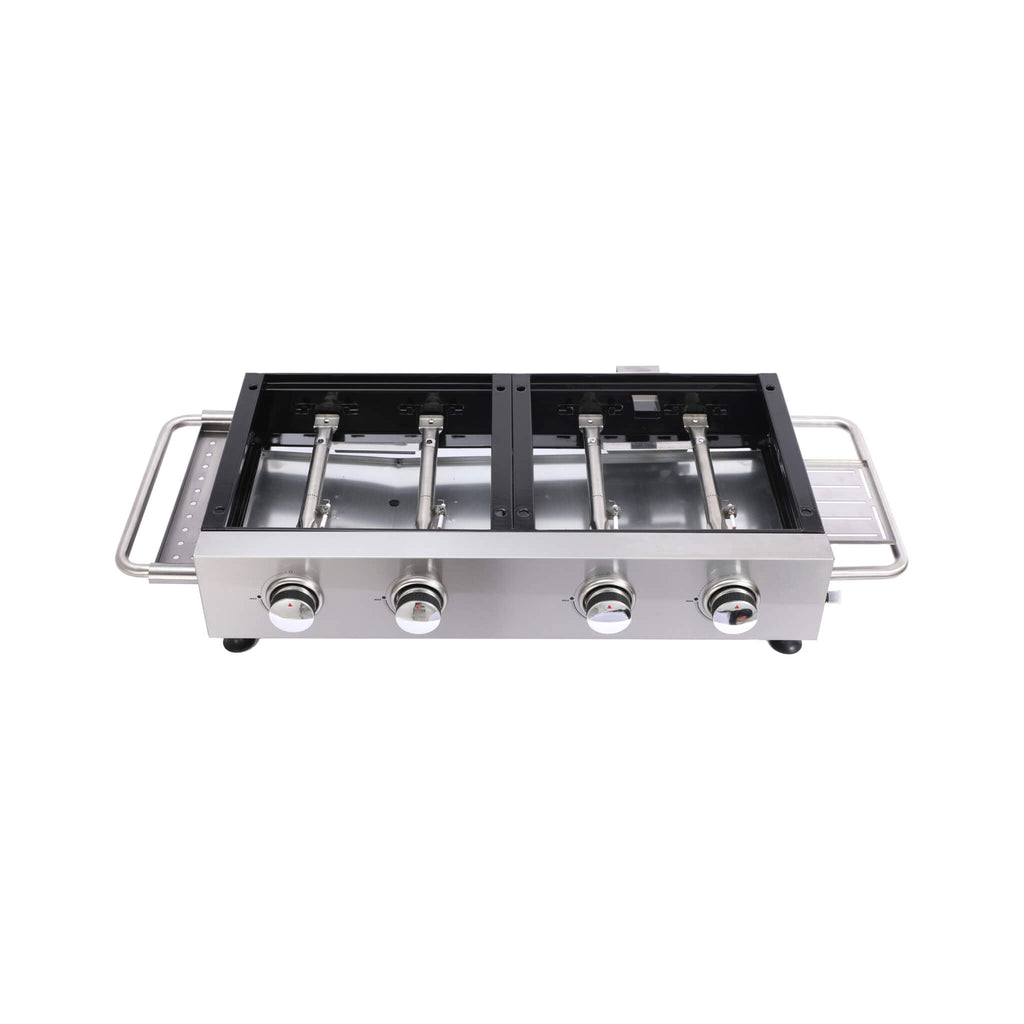High Temperature 40K BTU 2-Burner Stainless Steel Plancha Combo Gas Grill (SAK71285) - Saksby Wholesale - Burner View
