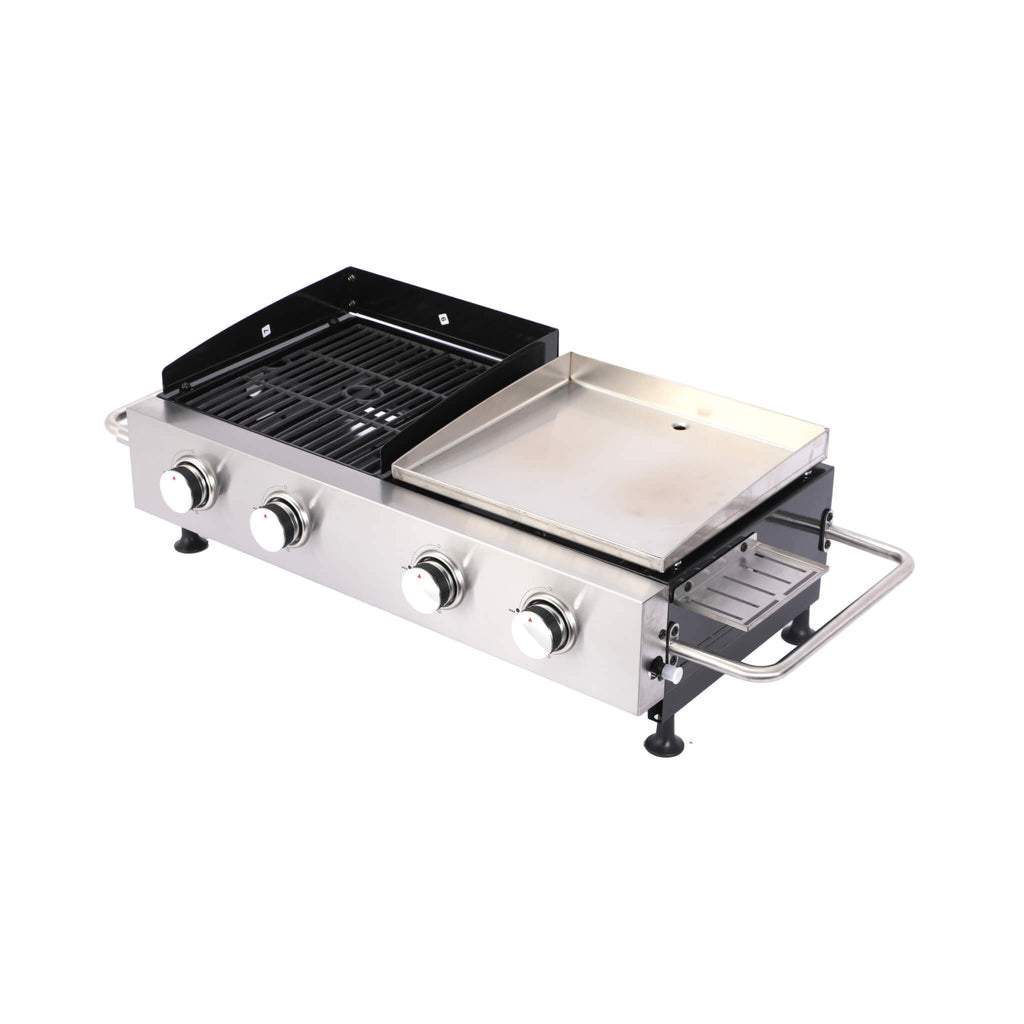 High Temperature 40K BTU 2-Burner Stainless Steel Plancha Combo Gas Grill (SAK71285) - Saksby Wholesale - Full Left View