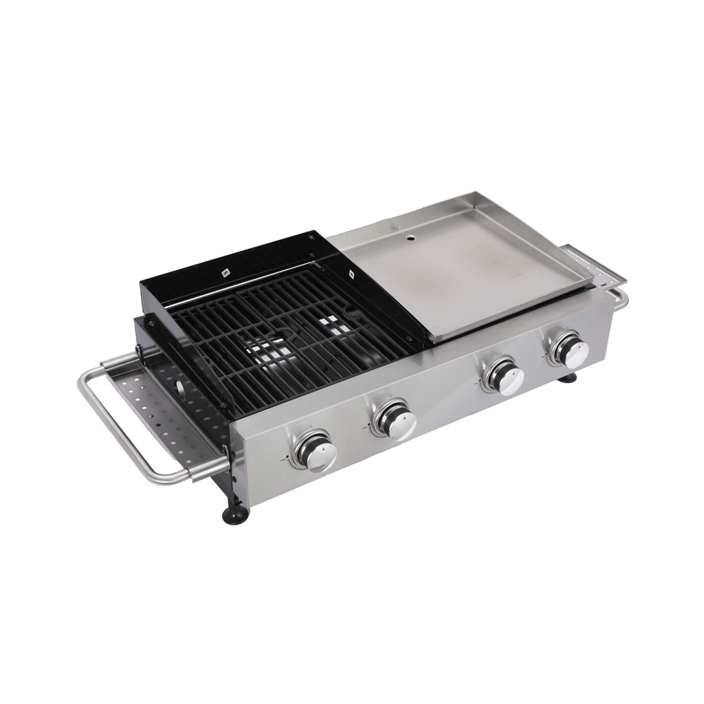 High Temperature 40K BTU 2-Burner Stainless Steel Plancha Combo Gas Grill (SAK71285) - Saksby Wholesale - Grill View