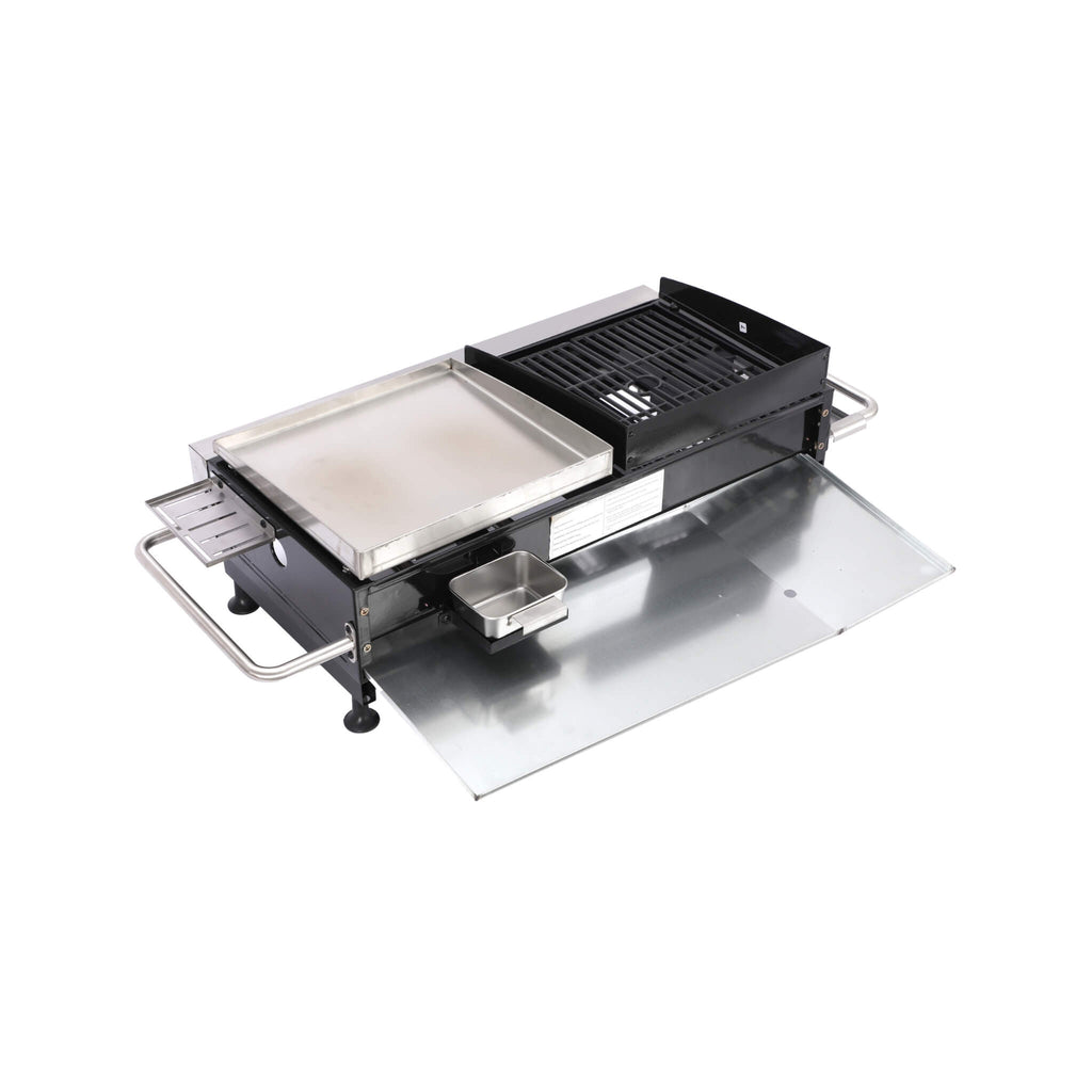 High Temperature 40K BTU 2-Burner Stainless Steel Plancha Combo Gas Grill (SAK71285) - Saksby Wholesale - Top View