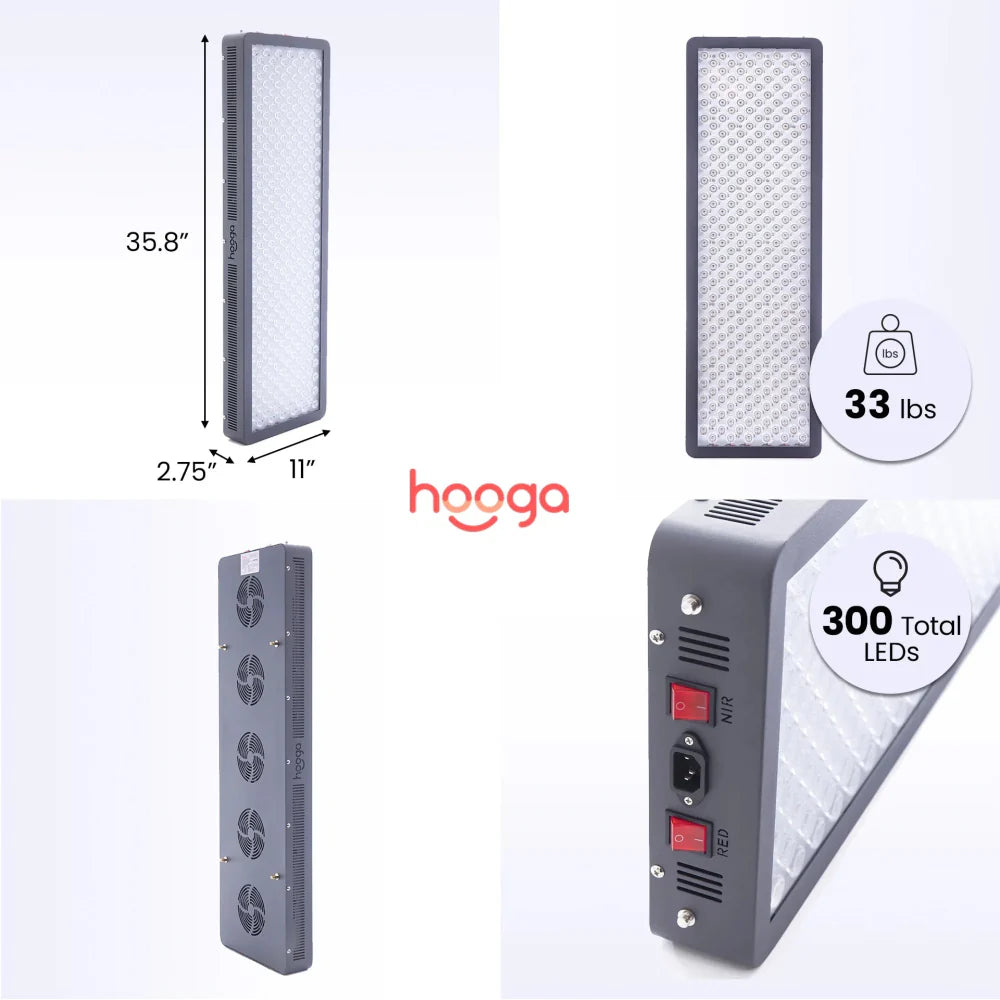 Hooga HG1500 Professional Full Body Red Light Therapy Panel With Power Switches For Customized Treatments (SAK56821)
