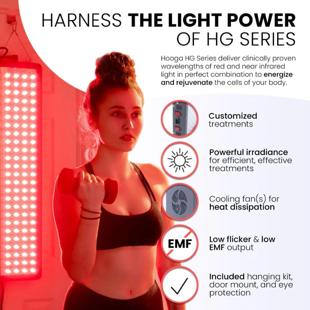 Hooga HG1500 Professional Full Body Red Light Therapy Panel With Power Switches For Customized Treatments (SAK56821)