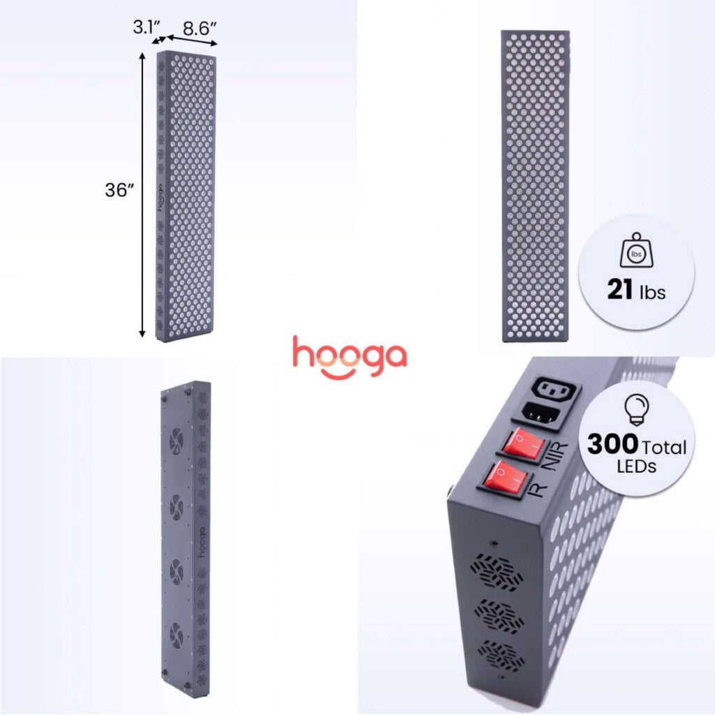 Hooga PRO1500 1500W Pro Grade Full-Body Light Therapy Panel With Flicker Free LEDs (SAK59243) - Saksby Wholesale - Dimensions And Weight