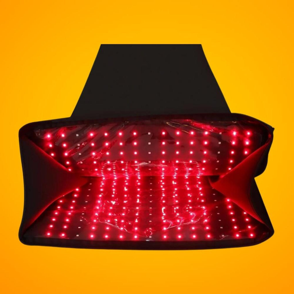Hooga Red Light Therapy Full-Body Pod With Pulse Functionality And Adjustable Brightness (SAK74182) - Saksby Wholesale - Front View In Orange Background