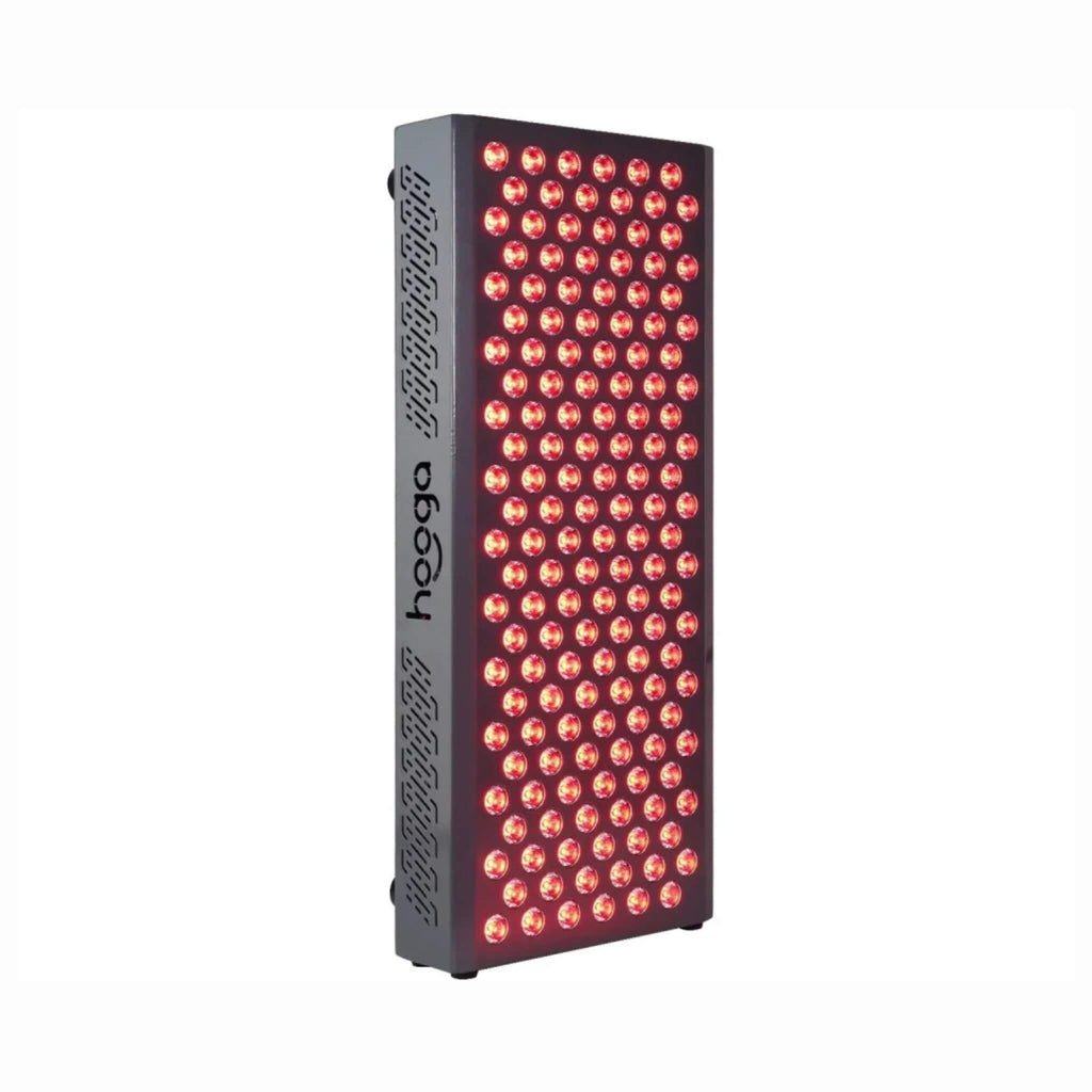 Hooga ULTRA750 750W High-Powered Red Light Therapy Panel With Digital Control Panel (SAK37629) - Saksby Wholesale - Left Side VIew With Red Light